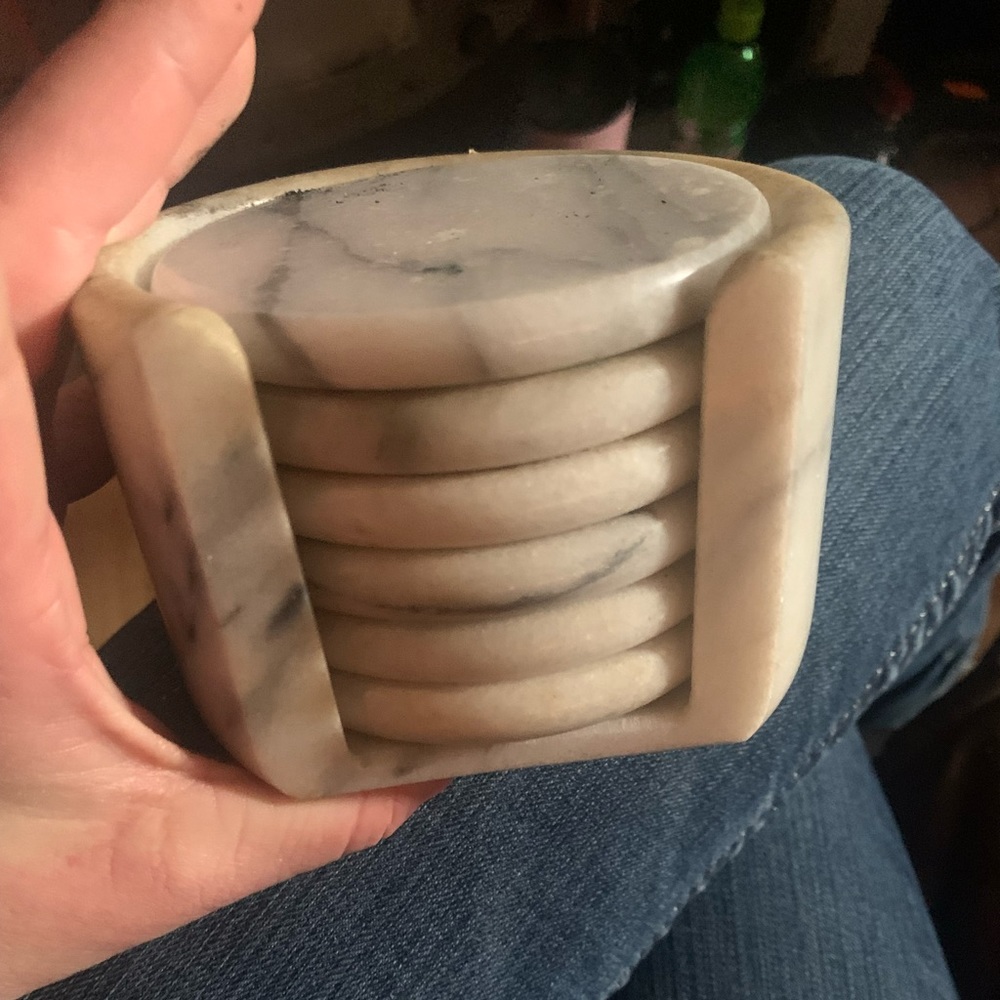 Vintage Studio Nova Marble Coasters With Holder 6 pieces